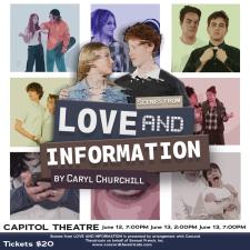  A theatre production poster depicting a checkerboard of scenes from a play